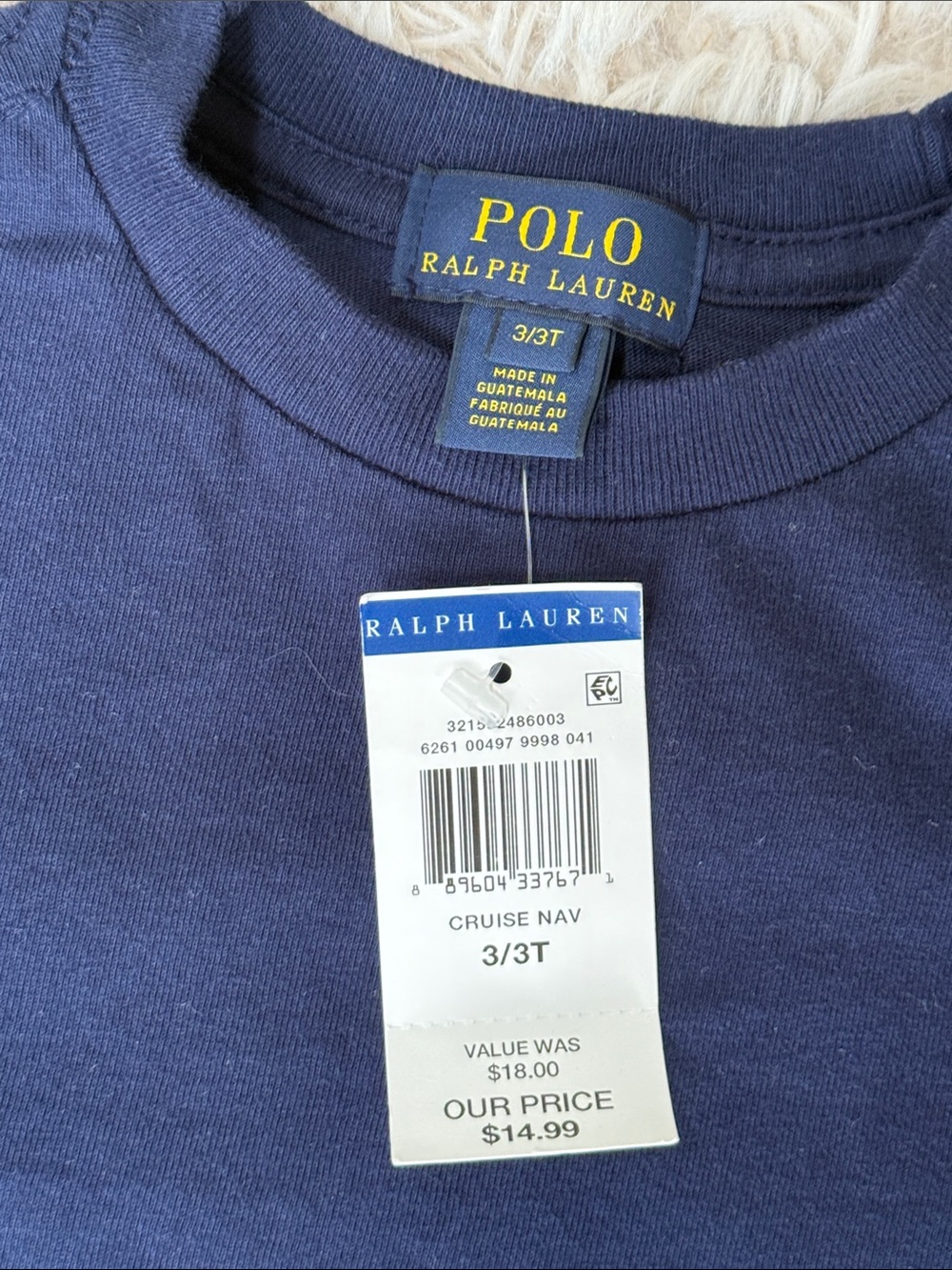 ๐ NWT Polo by Ralph Lauren Navy Tee with Red Pony Logo - Kids 3T - Picture 2 of 4